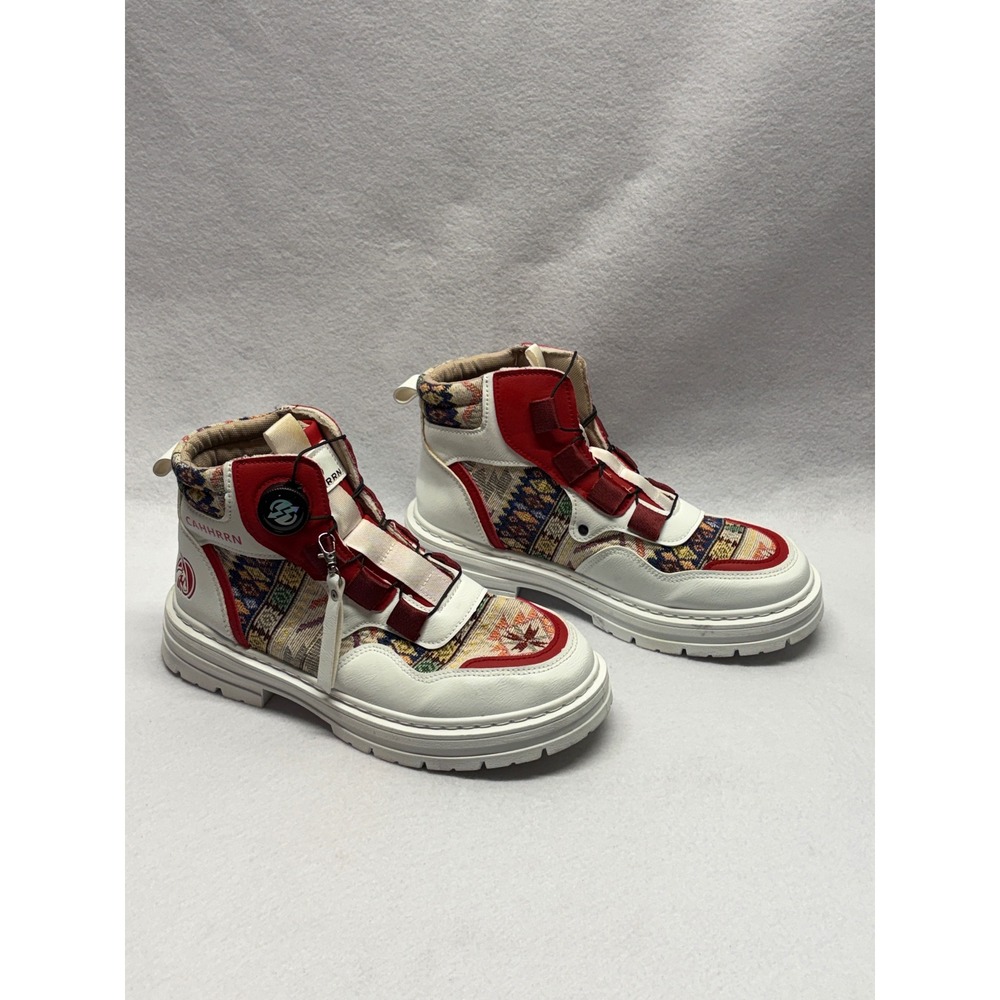 CAHHRRN Tapestry High Top Sneakers White Red Multi Disc Lacing Mens 42 US 9